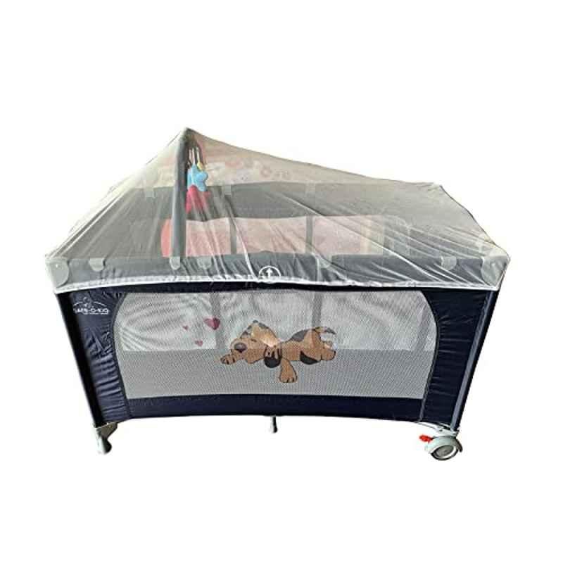 Safe-O-Kid 2-in-1 Blue Net Convertible Playpen Cot with Inside Toys & New Born Baby Grooming Kit, SOK9CORCRB001