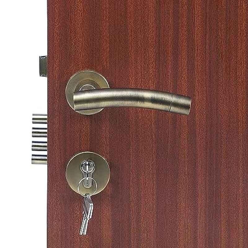 Handle Waala Rose MG-1101 60mm Stainless Steel Anitque Brass Finish Both Side Key Cylindrical Plate Mortise Door Lock Set