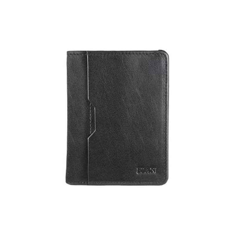 Elan Classic 8 Slot Black Leather Horizontal Card Holder, ECCH-9522-BL
