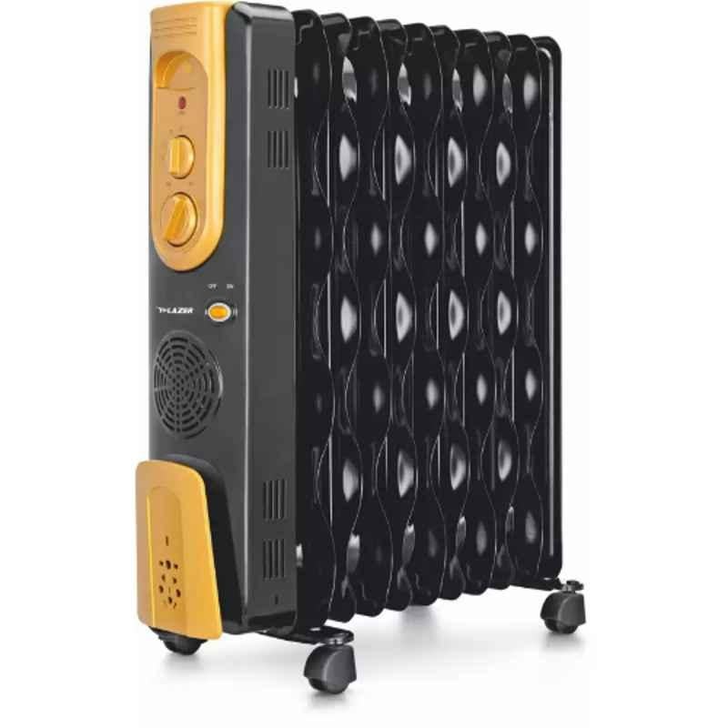 Lazer Alpha 2900W OFR-11 Ecofin Black & Gold Oil Filled Radiator PTC Room Heater with Fan, OFR11ECOFINBGLD (OFR with PTC Fan)