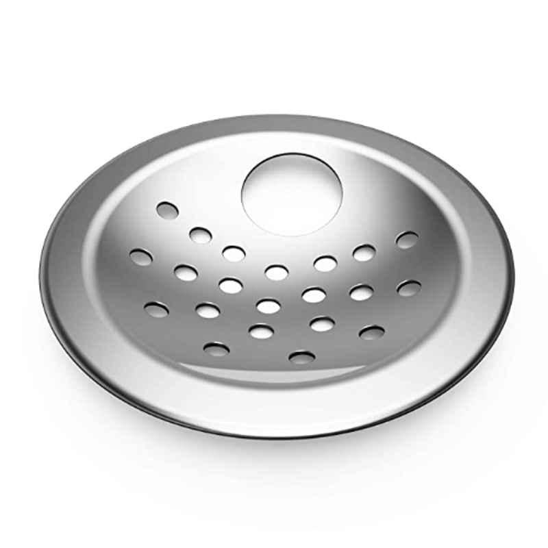 Biut 5 inch Stainless Steel Glossy Finish Silver Round Plain Floor Drain with Pipe Cut, AL-79-5
