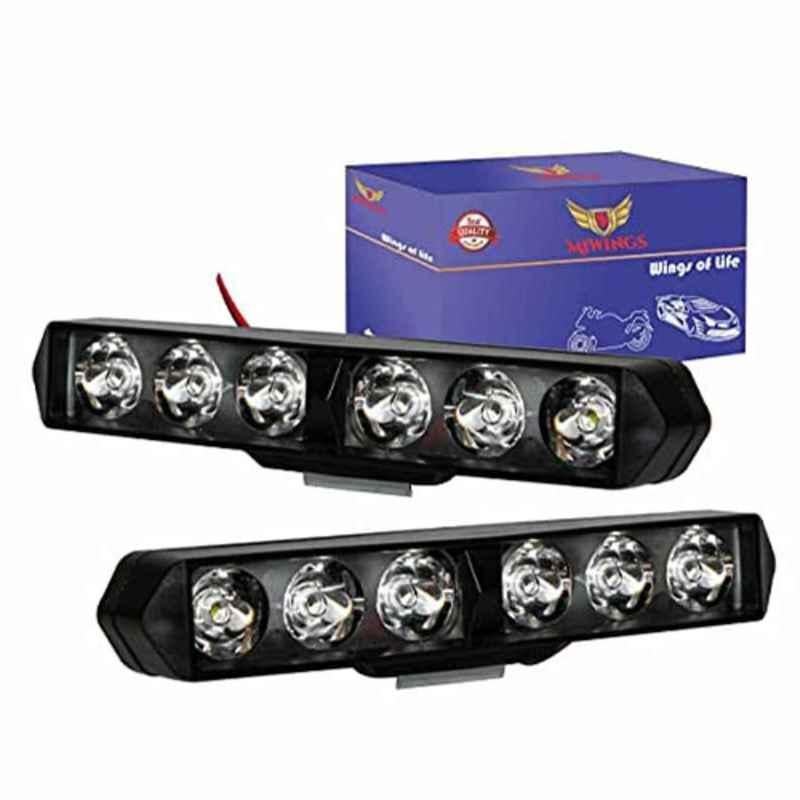 Miwings 6 LED Light Bar 36W 6500K Super Bright Spot Work Light with Flashing/Blinking Inbuilt Pods Single Row Off Road Driving Waterproof Fog Light 12V, (Pack of 2)