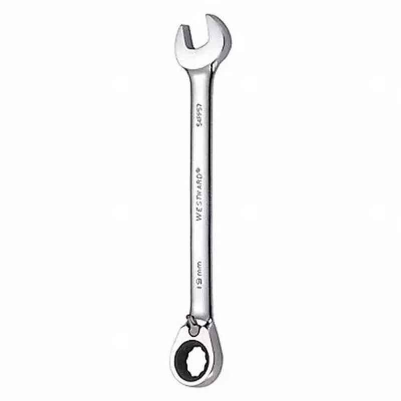 Westward 9-3/4 inch Alloy Steel Chrome Ratchet Wrench, 54PP57