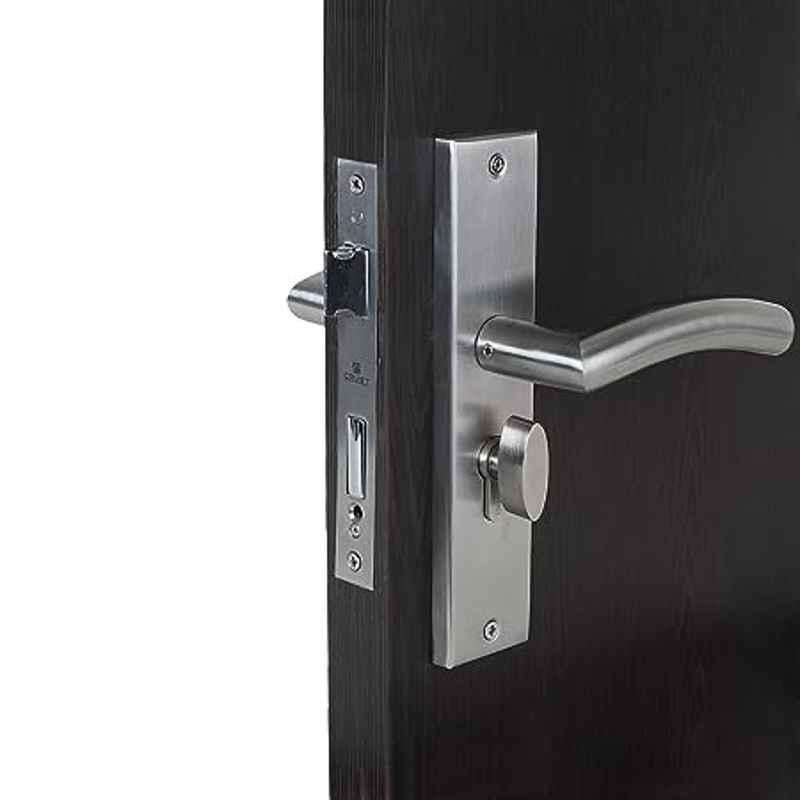 Handle Waala MG1105-CYS 8 inch 60mm Stainless Steel Silver Cylindrical Plate One Side Key Mortise Door Lock Set