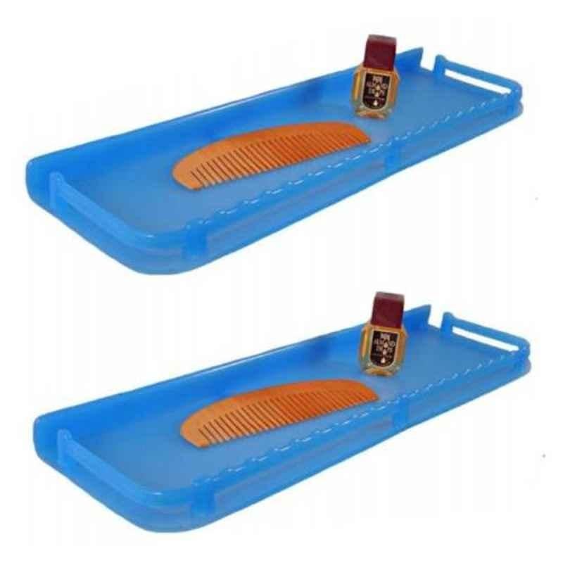 Drizzle 2 Pcs Plastic Blue Unbreakable Shelves Set, ASHELVEBLUE2