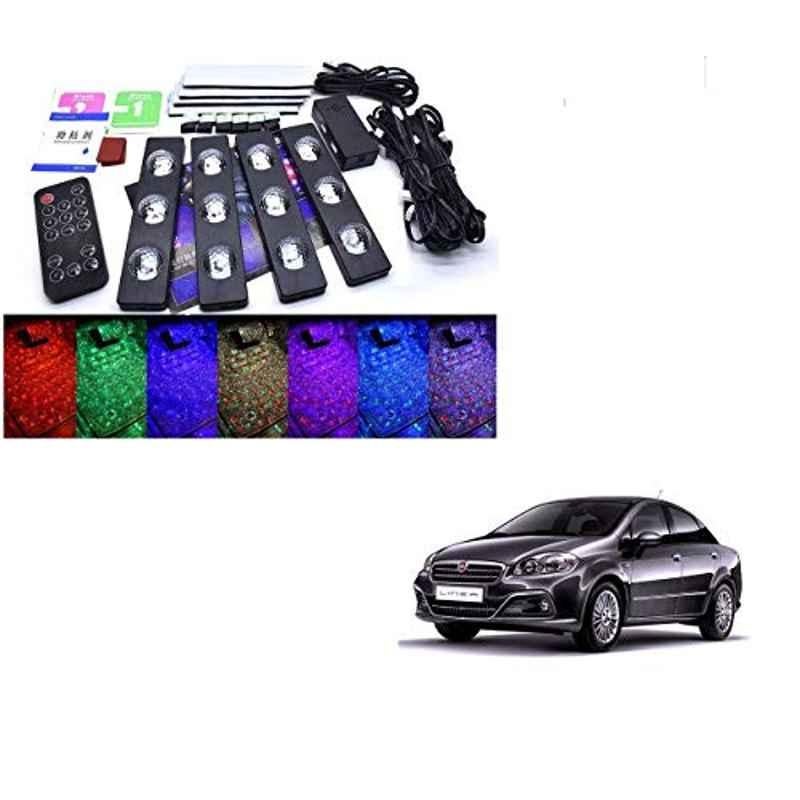 Kozdiko 4 Pcs 7 Colour Seat Bottom Car Star Light Kit with Remote Control For Fiat Linea