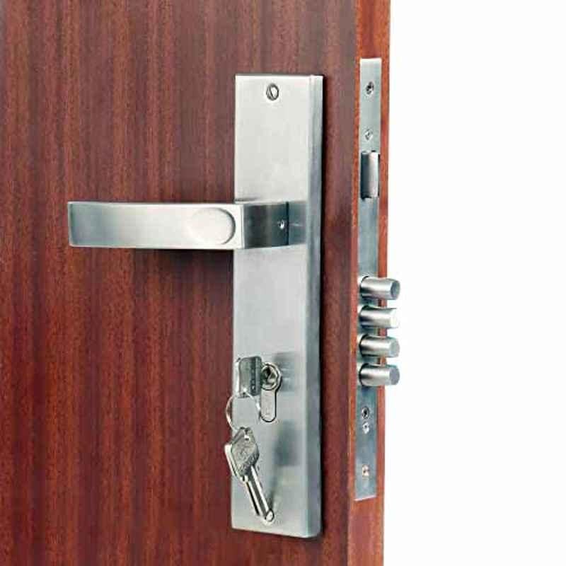 Homexpert Fasino 10 inch 60mm Stainless Steel Satin Finish Cylindrical Plate One Side Key Mortise Door Lock Set