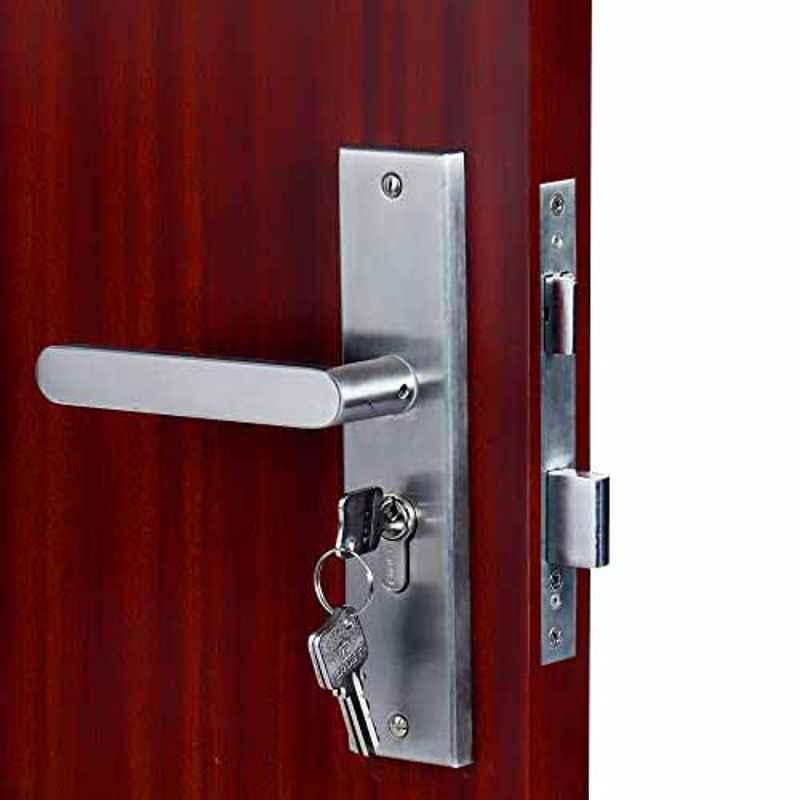Homexpert MG304 8 inch 60mm Stainless Steel Satin Finish Cylindrical Plate One Side Key Mortise Door Lock Set
