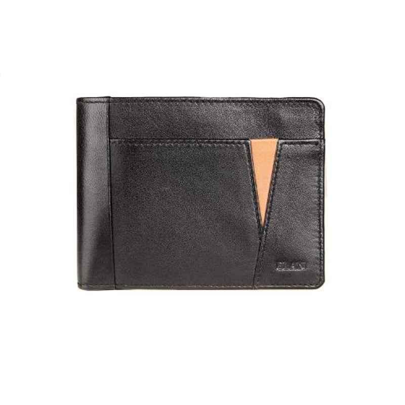 Elan 8 Slots Black Big Bifold Wallet with Zipper, EX-4209-BL