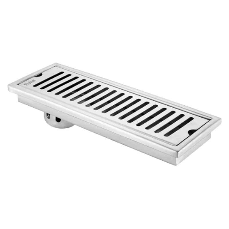 Ruhe 18x5 inch Stainless Steel 304 Matt Finish Vertical Shower Drain Channel with Cockroach Trap, 16-0112-14