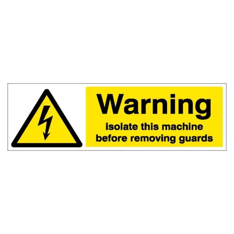 SUNSIGNS 450x150mm Vinyl & Acrylic Sandwich Warning isolate this Machine Before Removing Guards Signage, SN0181VNLM1HPIDAL