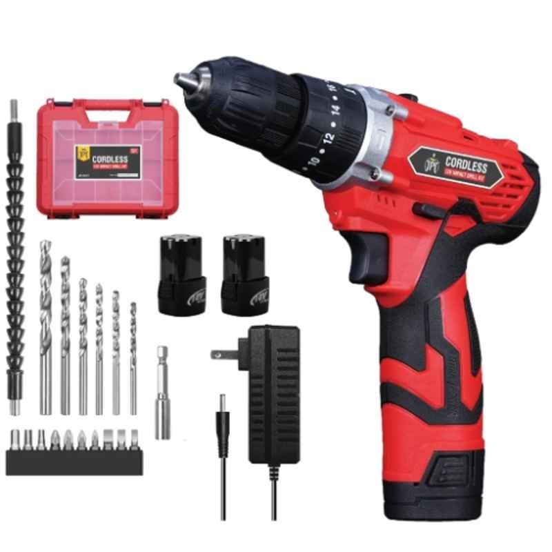 JPT 12V 1.5Ah 1800rpm Impact Cordless Drill Machine with Drill, Screw Bits & Flex Shaft, JPT-12-VT