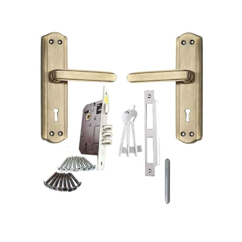 Matt Antique Brass Finish Mortise Door Lock with All Screw, Cram, Keys, Lever with Bullet Lock Body