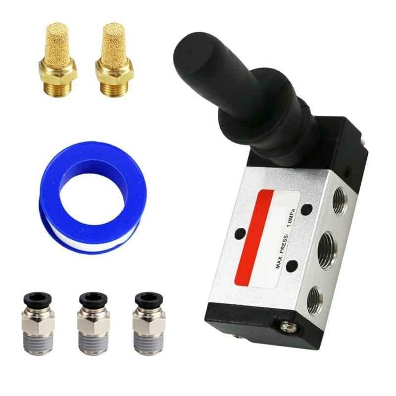 Supreme Control System 1/4 inch 5 Way 2 Position Air Hand Lever Operated Pneumatic Solenoid Valve