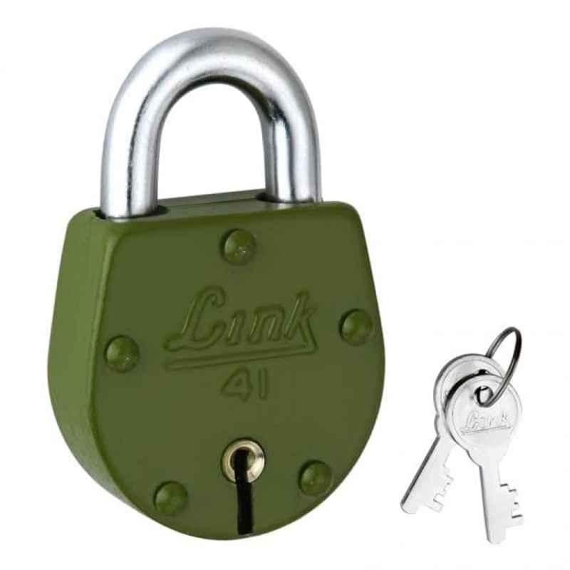 Link 54mm Iron Coloured Padlock with Brass Lever, 2 Silver Keys & Free Key Hanger, No.41 (Pack of 5)