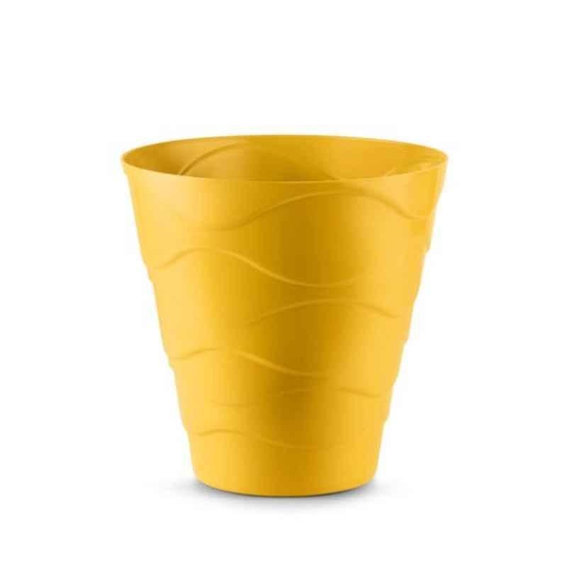 Blume Swirl 8 inch Yellow Plastic Round Flower Pot, MC-SL-YL-1