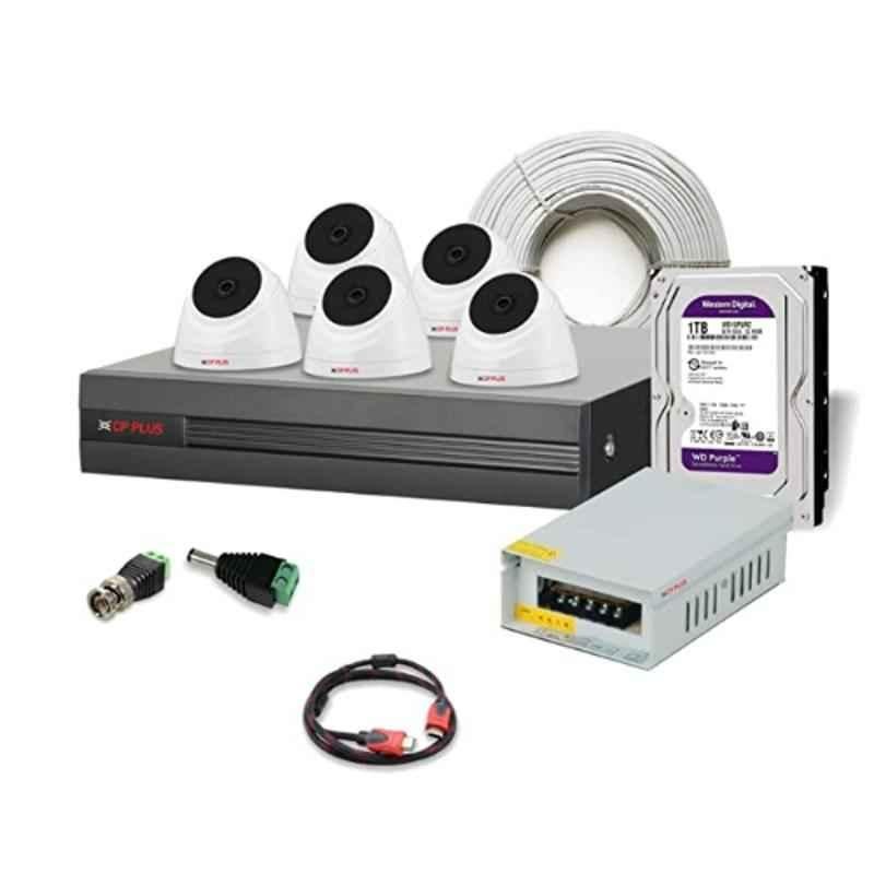 CP Plus 2.4MP 5 Pcs Night Vision Outdoor Bullet Camera Set with 8CH DVR, 8CH Power Supply, 1TB Hard Disk, HDMI Cable, BNC & DC, CP-UCK-T5-B1