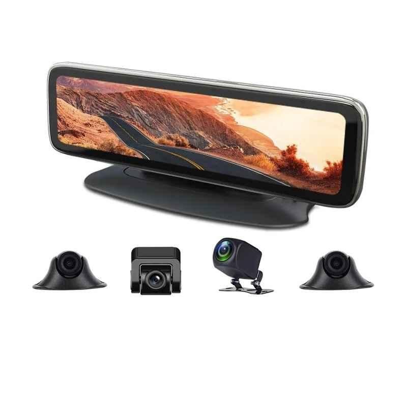 AUSHA 12 inch 1080p Black Front & Rear View 360 deg Car Dash Camera with 4 Camera & Night Vision