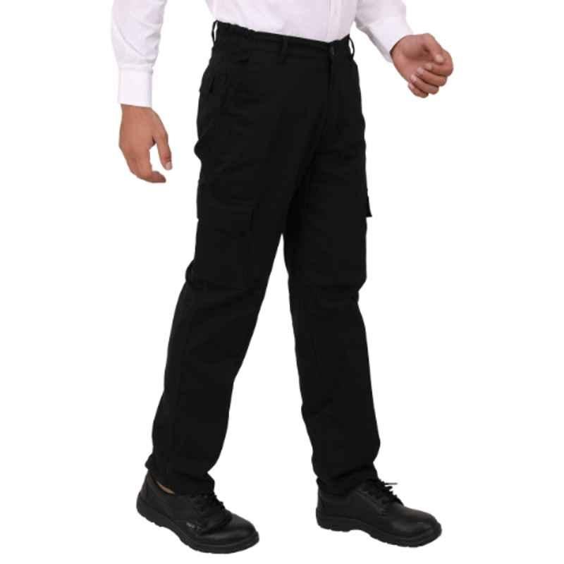 Club Twenty One Workwear Cotton Black Safety Cargo Trouser, 4016, Size: XL (Pack of 3)