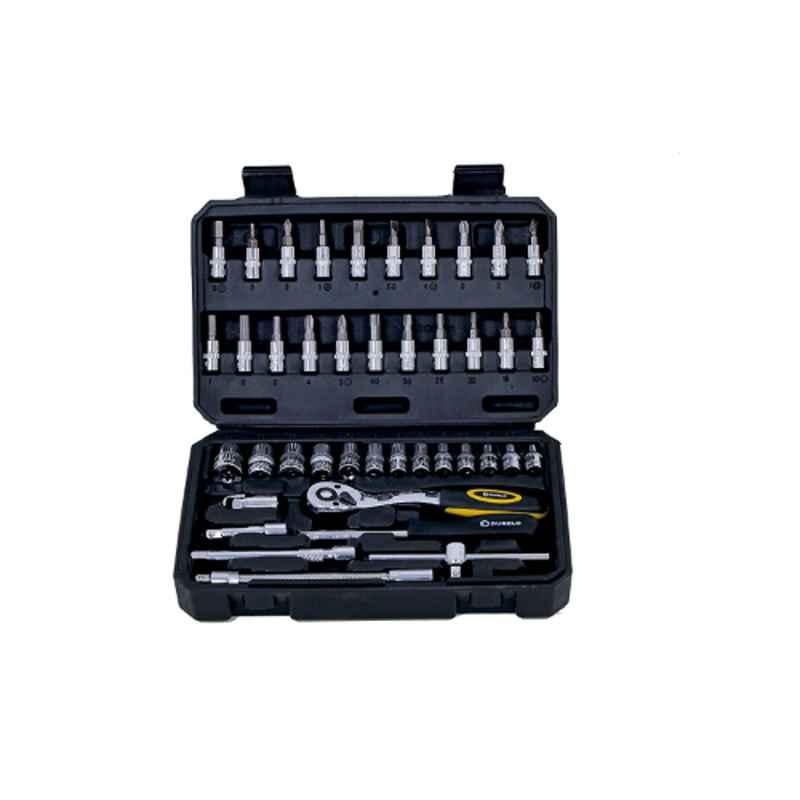 Durelo 46 Pcs Chrome Vanadium Steel  1-4 inch Square Drive Metric Socket Set, D-S46H