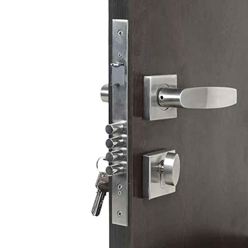 Handle Waala Rose Curve-R-BSK 60mm Stainless Steel Silver One Side Key Mortise Door Lock Set
