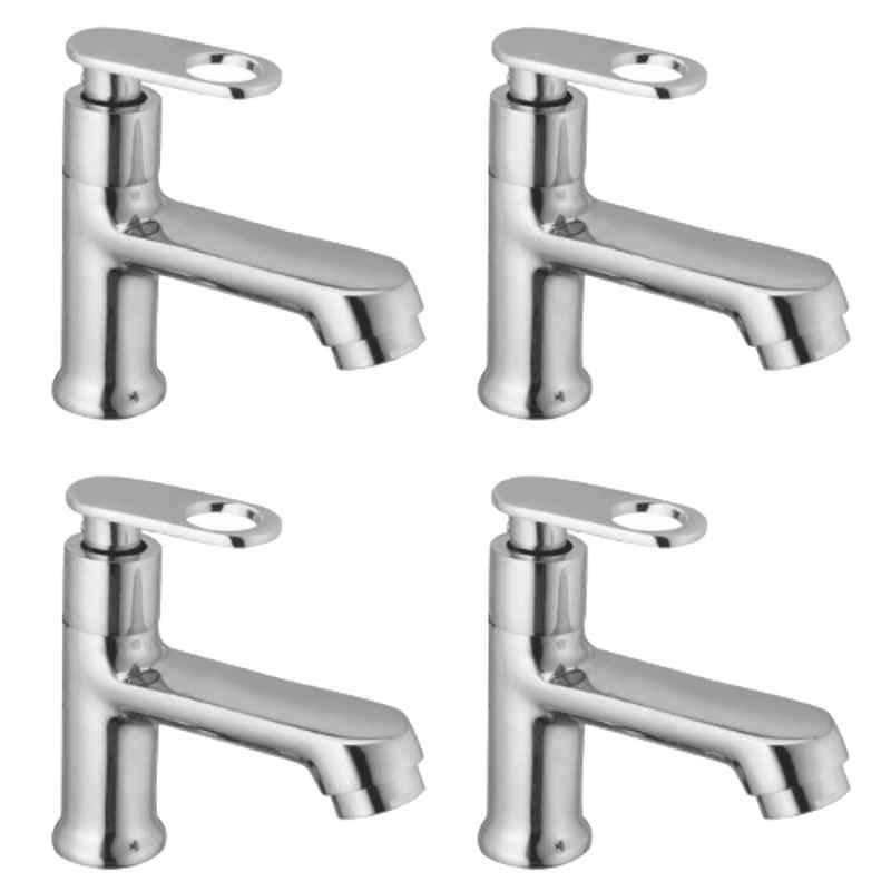 Drizzle Oreo 1/2 inch Brass Chrome Finish Wash Basin Pillar Cock with Quarter Turn & Foam Flow (Pack of 4)