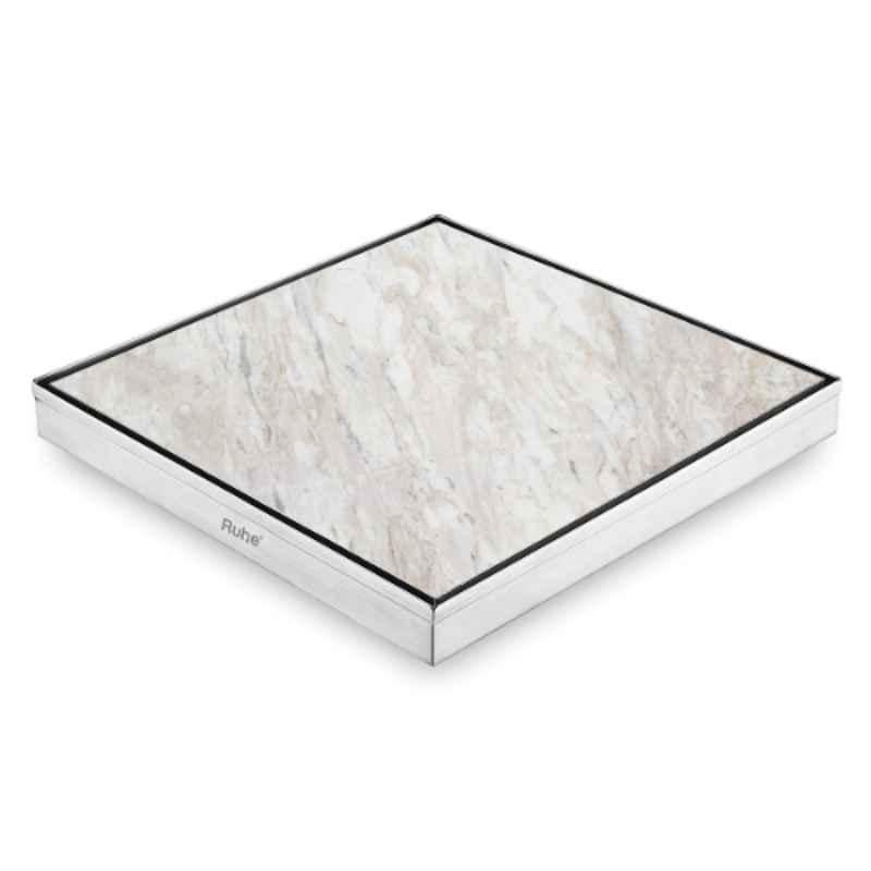 Ruhe 12x12 inch Stainless Steel 304 Brushed Finish Tile Insert Shower Drain Channel with Cockroach Trap, 16-0205-04
