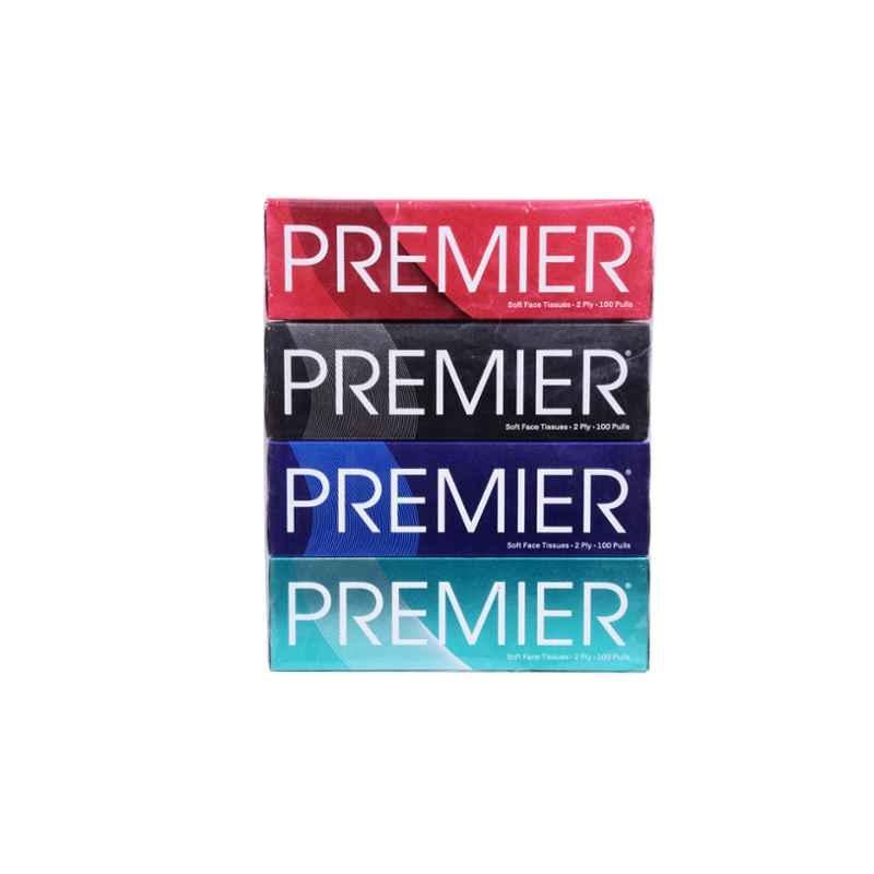 Premier 100 Pulls 2 Ply 200 Sheets Ultra Soft Face Tissue Box (Pack of 4)