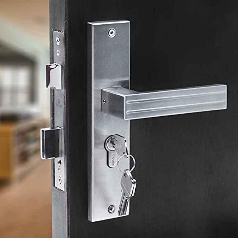 Voltizi Altroz 8 inch Stainless Steel Matt Finish Cylindrical Plate Mortise Door Lock Set with 3 Keys