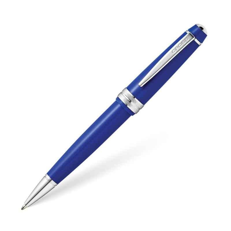 Cross Bailey Black Ink Gloss Blue Resin Polished Ballpoint Pen with 1 Pc Black Refill Set, AT0742-4