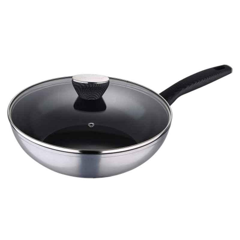 Bergner Carbon TT 28cm 4.2L Metallic Grey Forged Aluminium Frying Pan with Lid, BG-9239-SL