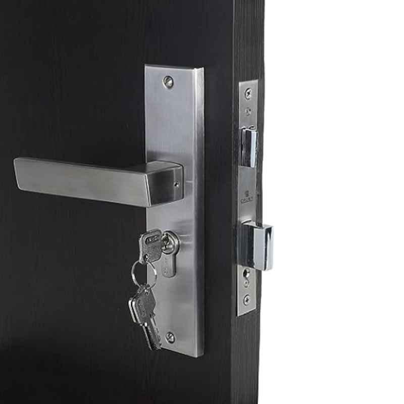 Homexpert LB10003 8 inch 60mm Stainless Steel Silver Cylindrical Plate One Side Key Mortise Door Lock Set