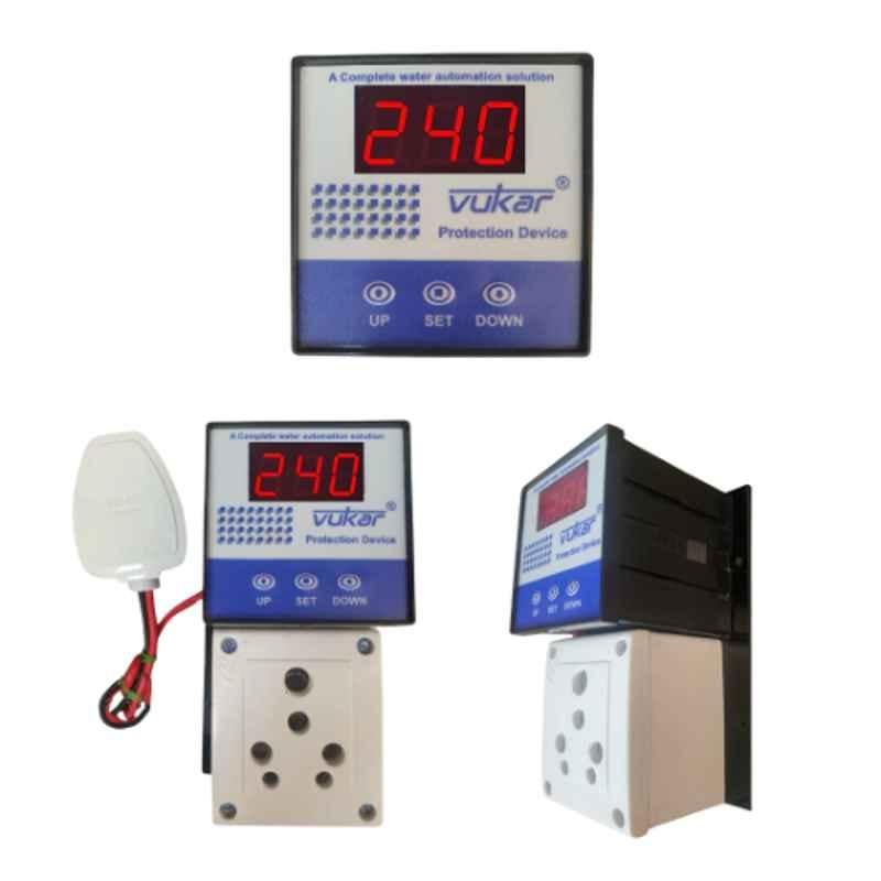 Vukar DEV-K 16A Single Phase Automatic Overvoltage & Undervoltage Protector with Digital Display & Adjustable Settings for Home Appliances, DEV-K1