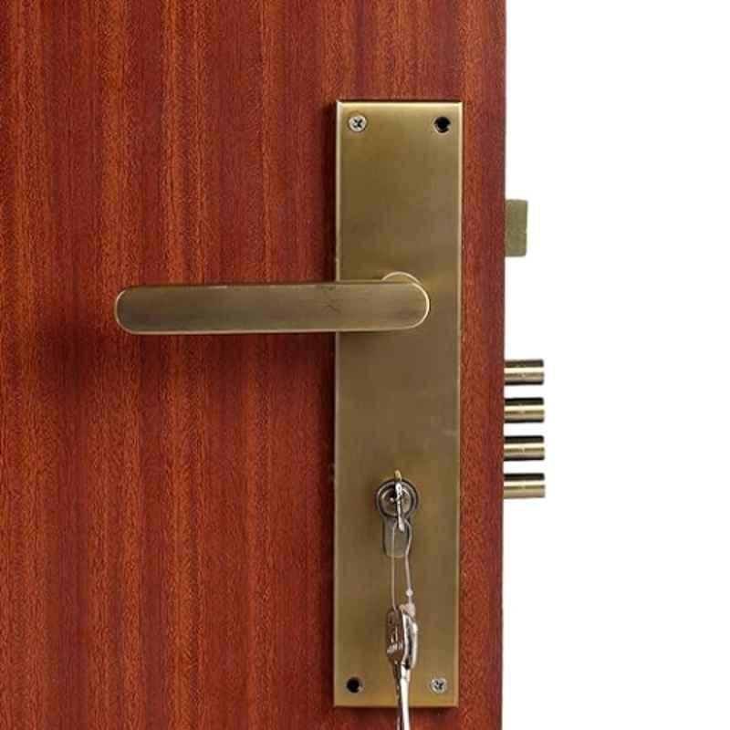 Homexpert MG304 10 inch 60mm Stainless Steel Antique Brass Finish Cylindrical Plate One Side Key Mortise Door Lock Set