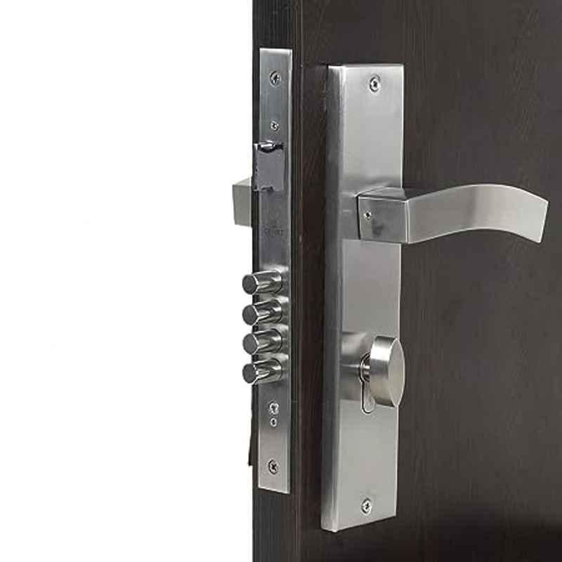 Handle Waala LB10002-OSK 10 inch 60mm Stainless Steel Silver Cylindrical Plate One Side Key Mortise Door Lock Set