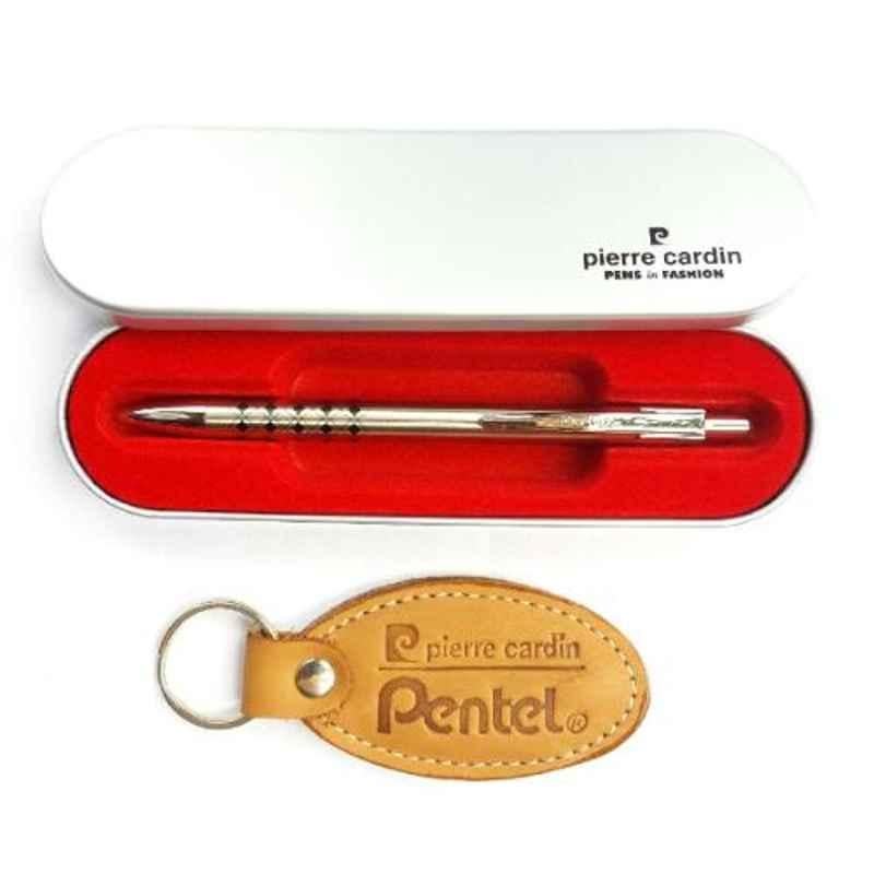 Pierre Cardin Blue Ink Stainless Steel Inox Exclusive Ball Pen with Keychain