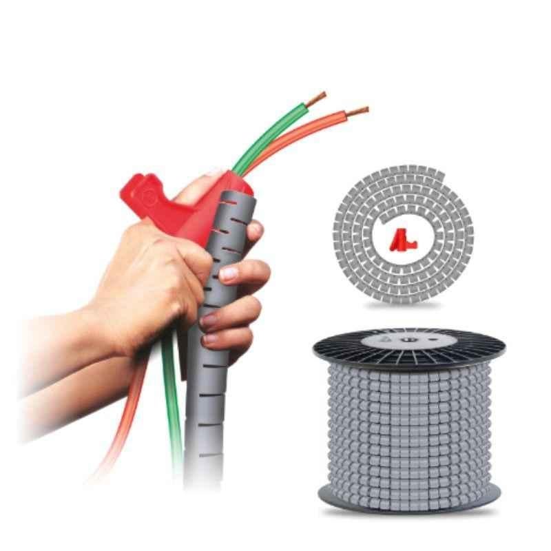 Noveau Safe-T-1ST 28mm 10m Virgin HDPE Metallic Silver Cable Zipper, NSFZ28MS0010
