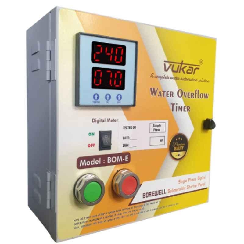 Vukar BOM-E 1HP Single Phase Digital Borewell Submersible Motor Starter Panel with Dry Run & Overload Protection, BOM-E2