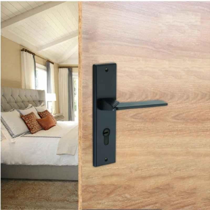 Plus Point Linux 2 Pcs 58mm BN Finish Brass Mortise Door Handle Set with Stainless Steel Plate