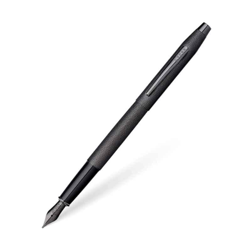 Cross Classic Century Black Ink Brushed Black PVD Finish Fountain Pen with 2 Pcs Black Pen Cartridges Set, AT0086-122MJ