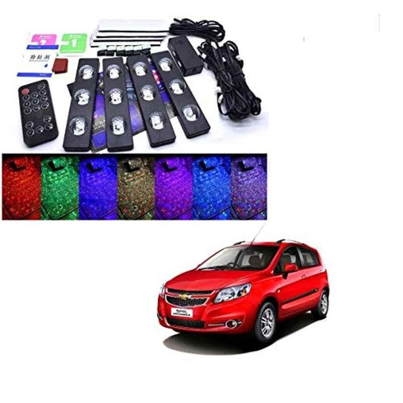 Kozdiko 4 Pcs 7 Colour Seat Bottom Car Star Light Kit with Remote Control For Chevrolet Sail Hatchback