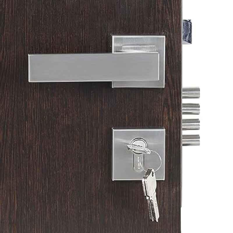 Handle Waala Rose LB1007-R-BSK Stainless Steel Silver Both Side Key Mortise Door Lock Set
