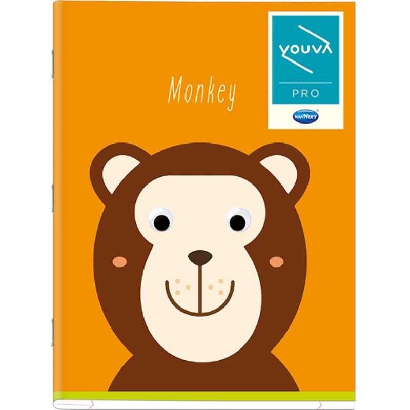 Navneet Youva Jumbo Size 180 Pages Assorted Colour 3 in 1 Googly Eye Soft Bound Brown Notebook, 23718 (Pack of 4)