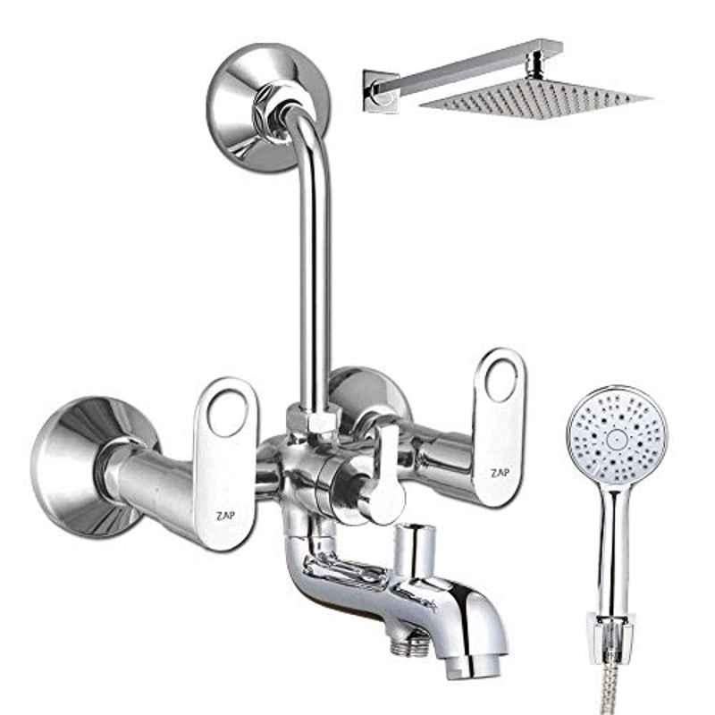 ZAP GEO5 305 Brass Chrome Finish 3 In 1 Wall Mixer Set