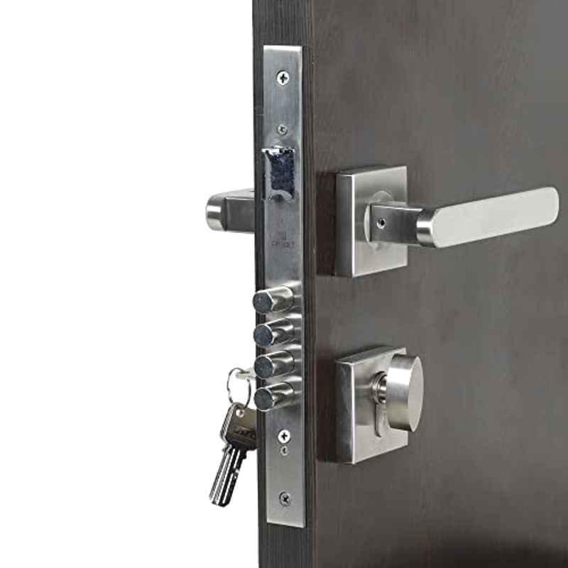 Saze Stainless Steel Rose Mortise Door Lock Handle Set with One Side Key Cylinder & 3 Keys, â€ŽSE-LB304-ROSE-OSK