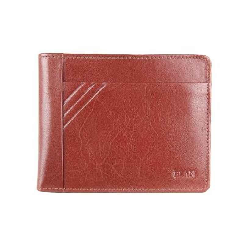 Elan Classic 8 Slot Brown Leather Coin Pouch Back Pocket Wallet, ECW-9508-BR