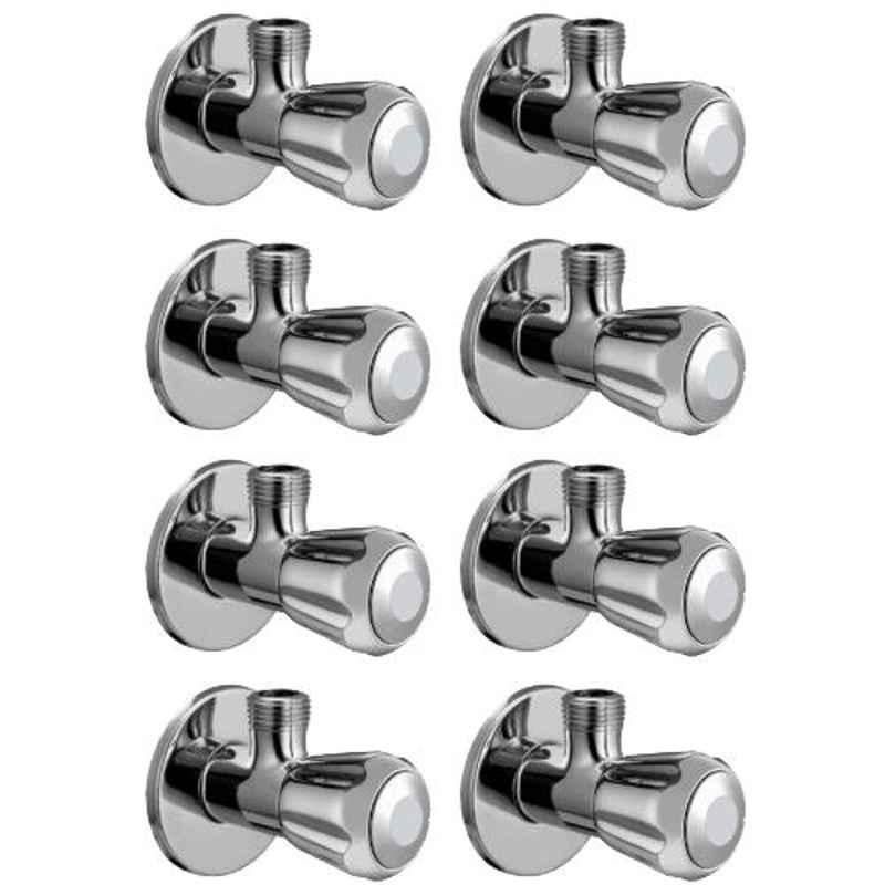 Drizzle Conty 8 Pcs Brass Chrome Finish Silver Angle Valve Set, AANGLECONTI8