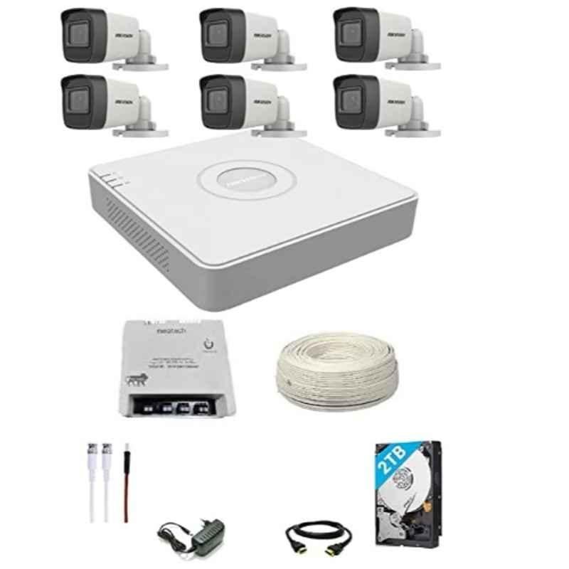 Hikvision 5MP 6 Bullet Cameras, 2TB HDD, 8 Channel DVR, 90m Cable, Power Supply, BNC & DC Connectors Full Kit, 5MP6BULLET8CHDVR2TBHD