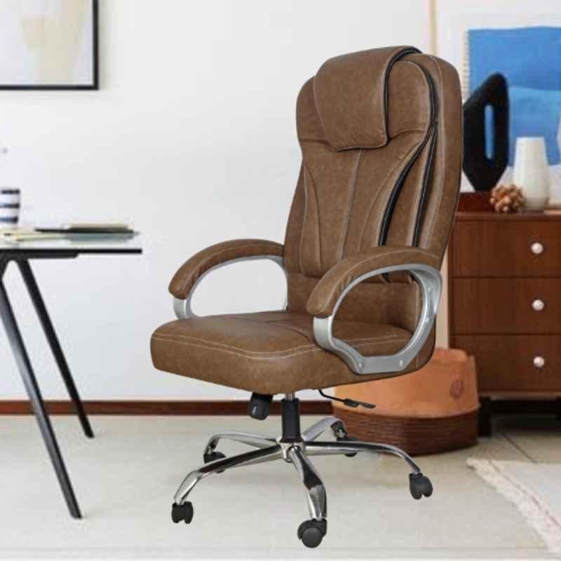 Heikin Cobra Light Brown High Back Leatherette DIY Executive Office Chair for Work from Home, HE-00073