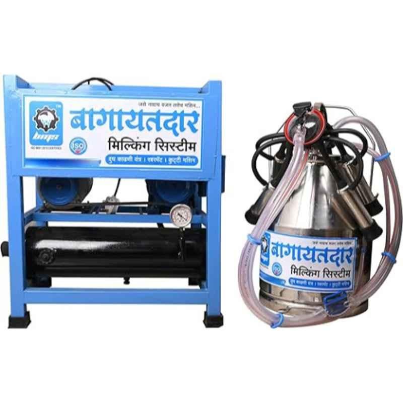 Bagayatdar 1HP 25 Litre Steel Sky Blue Milking Machine with Single Bucket, BMS-0003